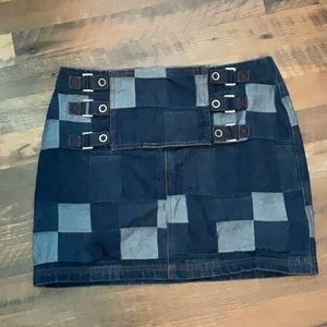 Opening ceremony denim skirt with patchwork